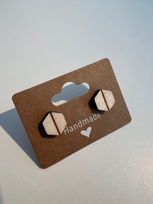 Holzohrring Sechseck mit Linie