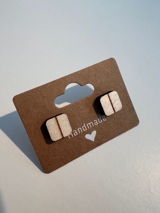 Holzohrring Quadrat mit Linie